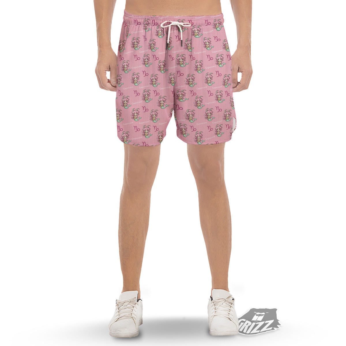 Capricorn Cute Cartoon Print Pattern Men's Gym Shorts-grizzshop