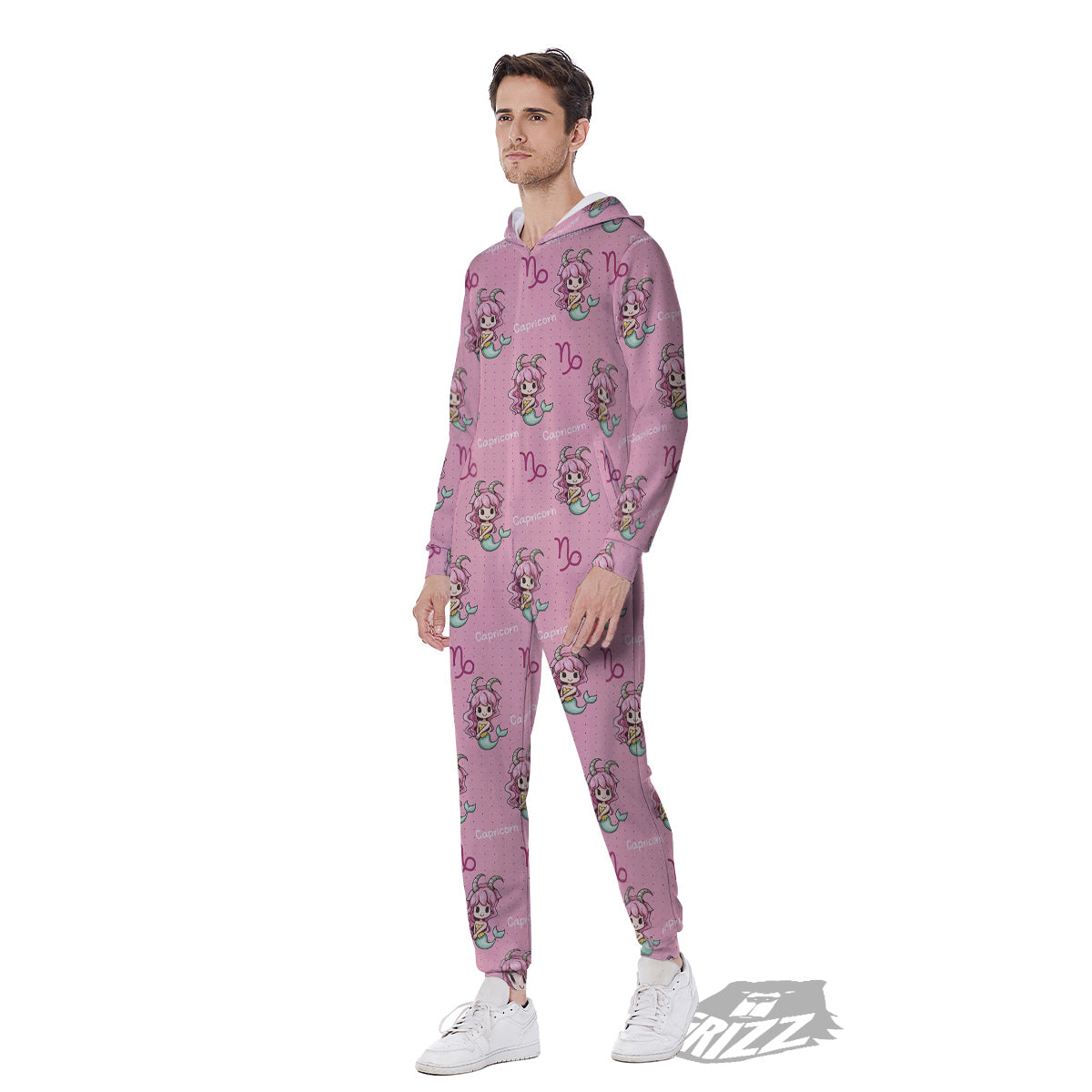 Capricorn Cute Cartoon Print Pattern Men's Jumpsuit-grizzshop