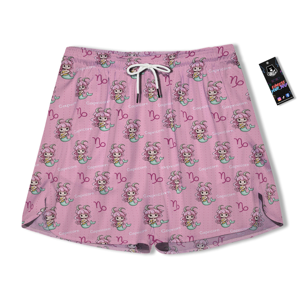 Capricorn Cute Cartoon Print Pattern Men's Running Shorts-grizzshop