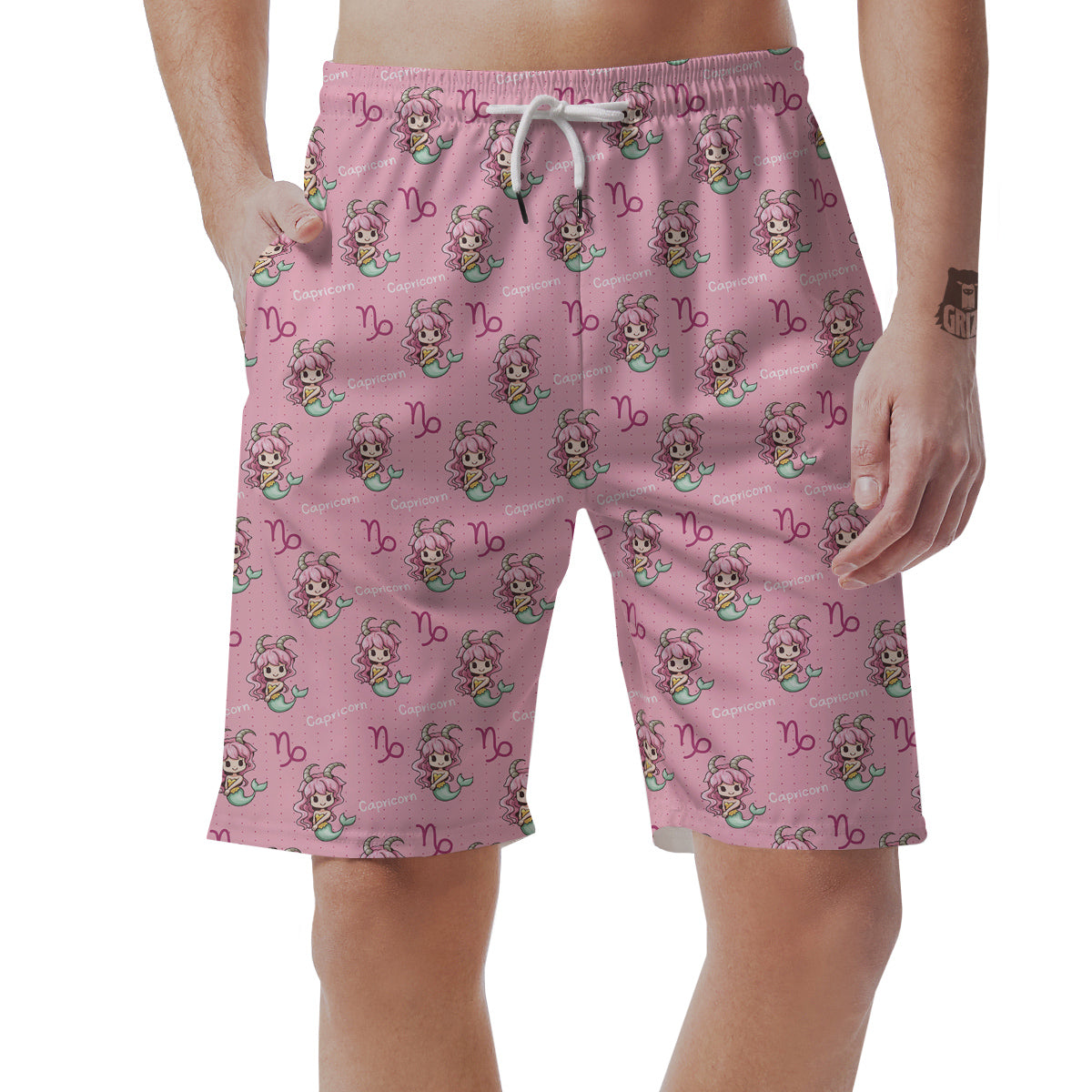 Capricorn Cute Cartoon Print Pattern Men's Shorts-grizzshop