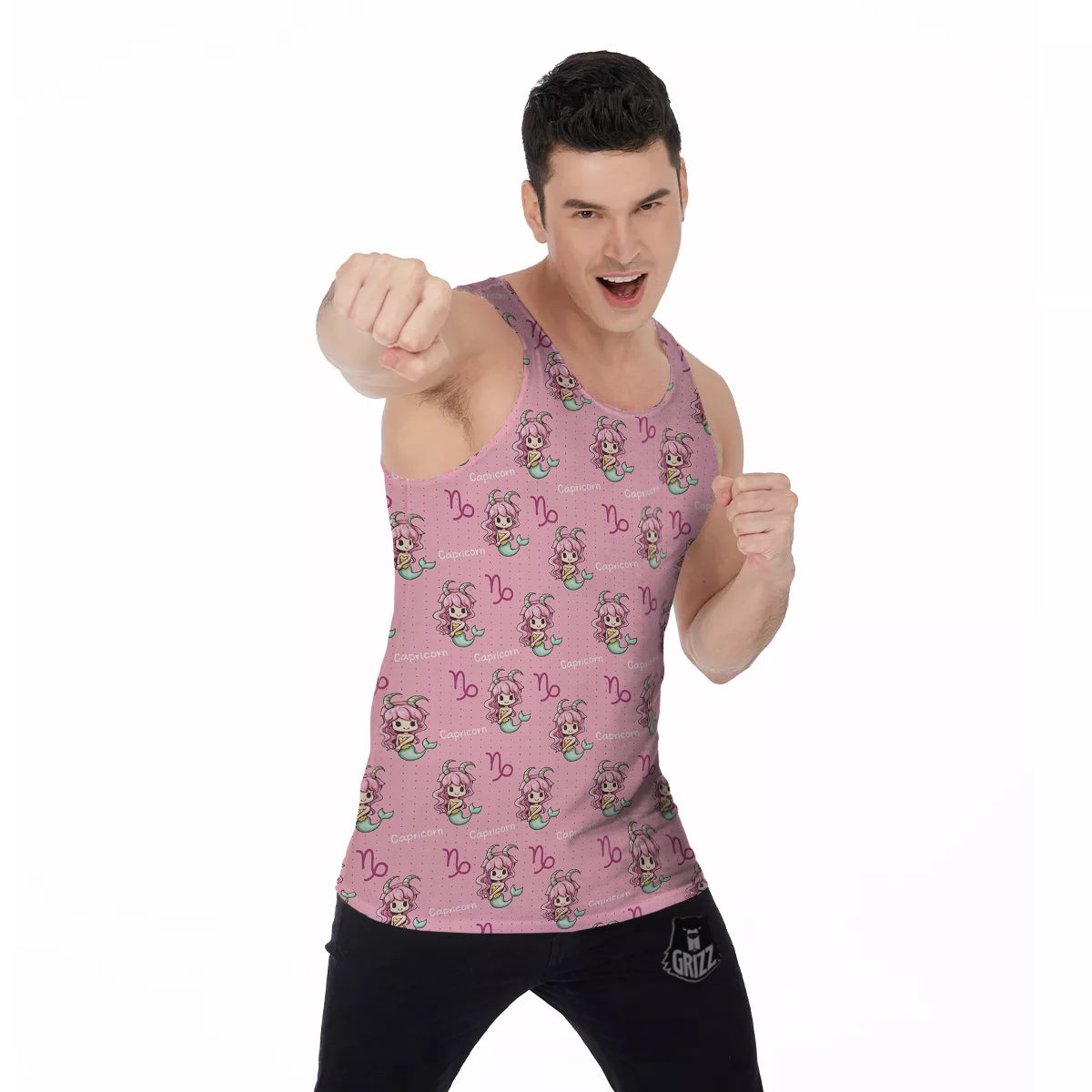 Capricorn Cute Cartoon Print Pattern Men's Tank Top-grizzshop