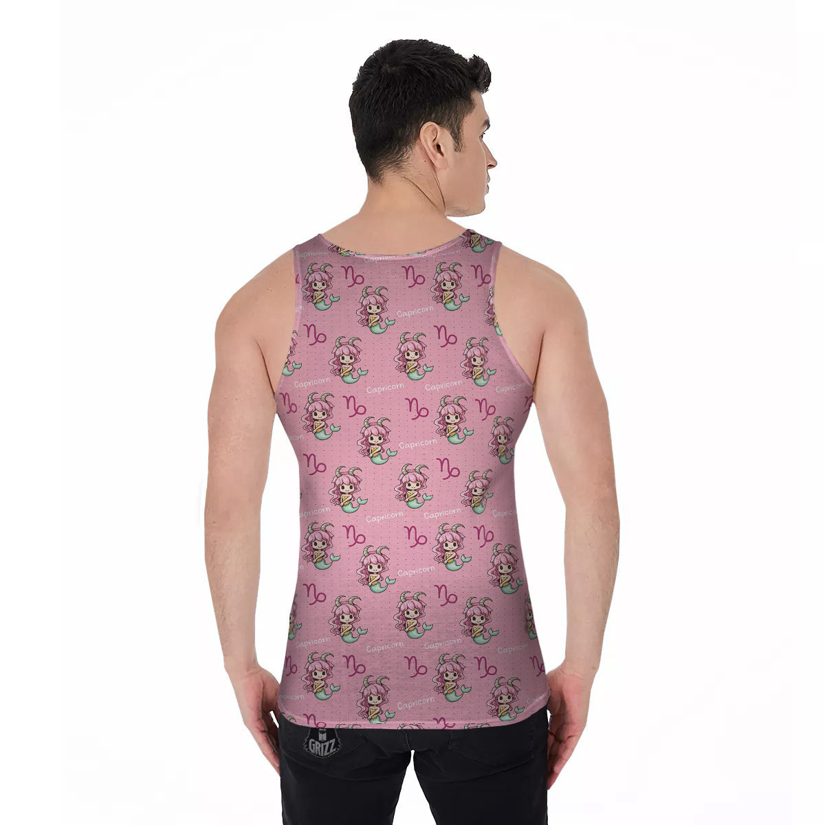 Capricorn Cute Cartoon Print Pattern Men's Tank Top-grizzshop