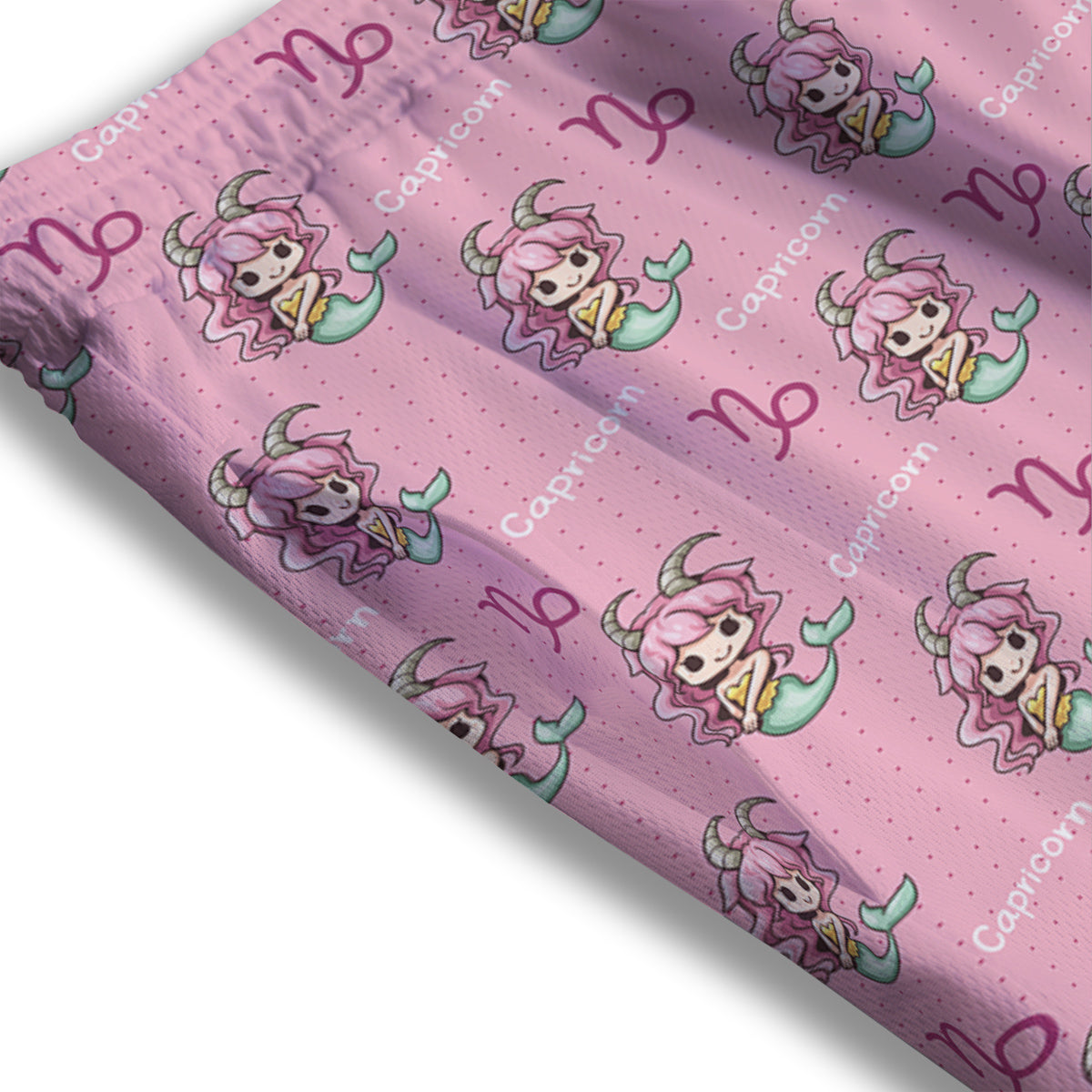 Capricorn Cute Cartoon Print Pattern Mesh Shorts