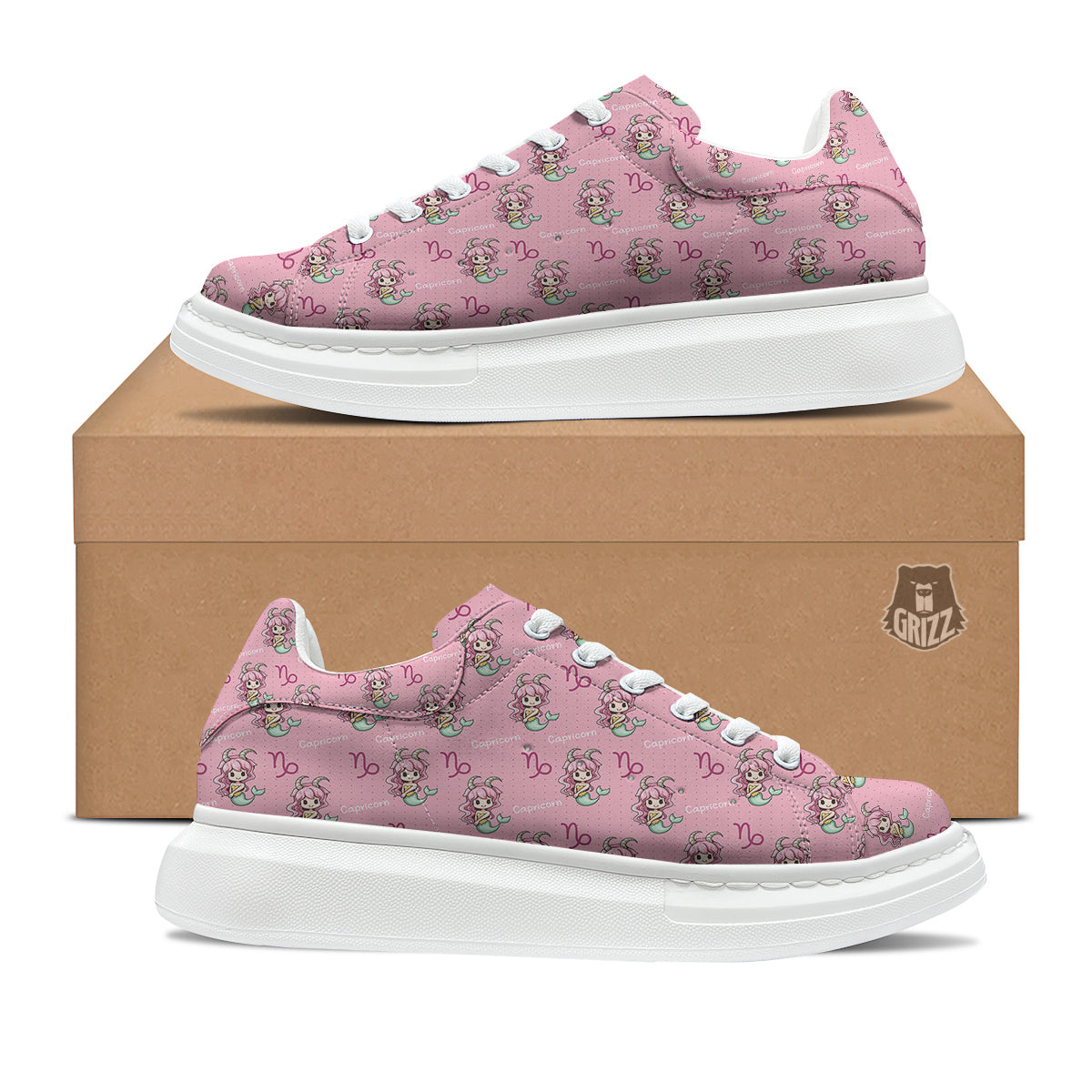 Capricorn Cute Cartoon Print Pattern Platform Shoes-grizzshop