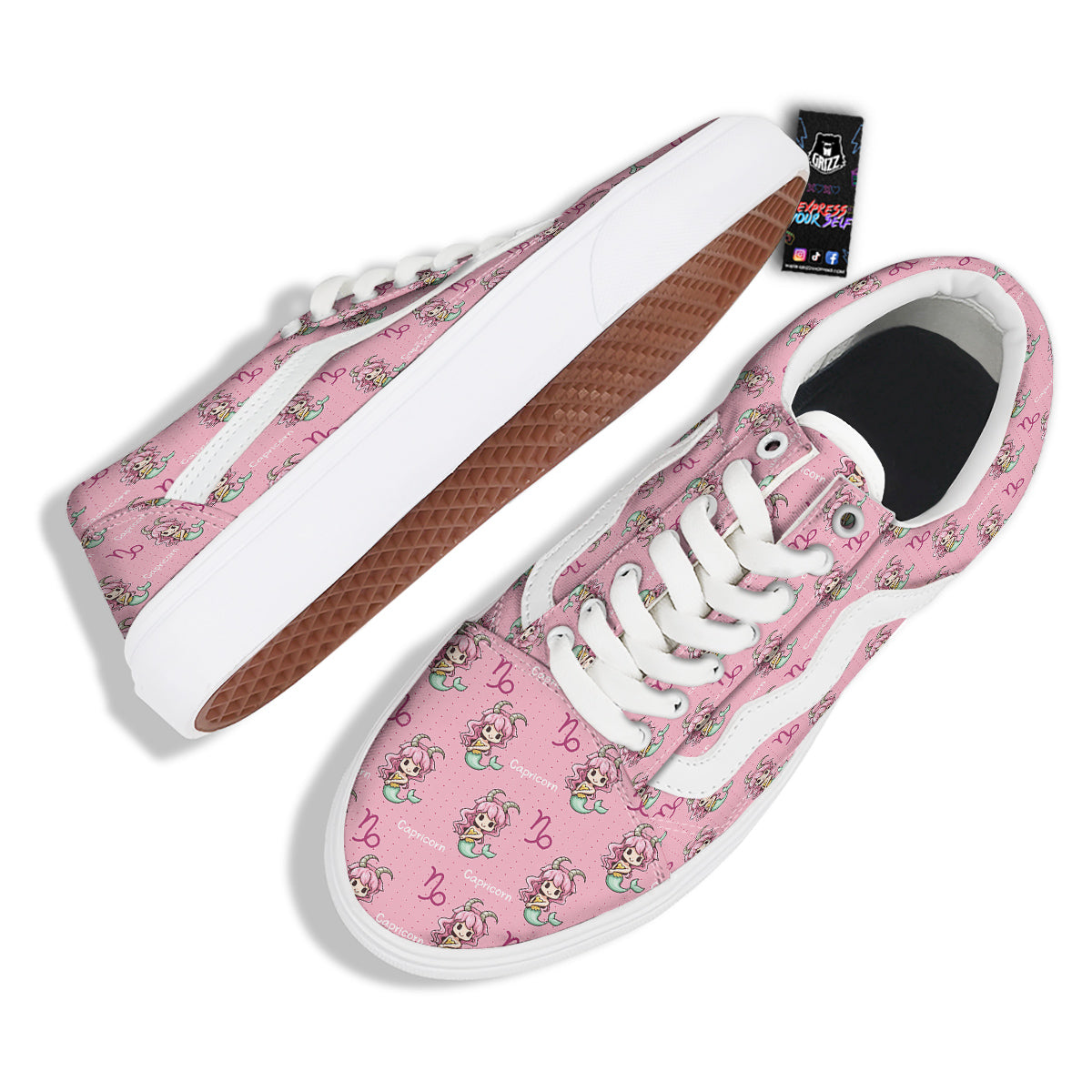 Capricorn Cute Cartoon Print Pattern Skate Shoes-grizzshop