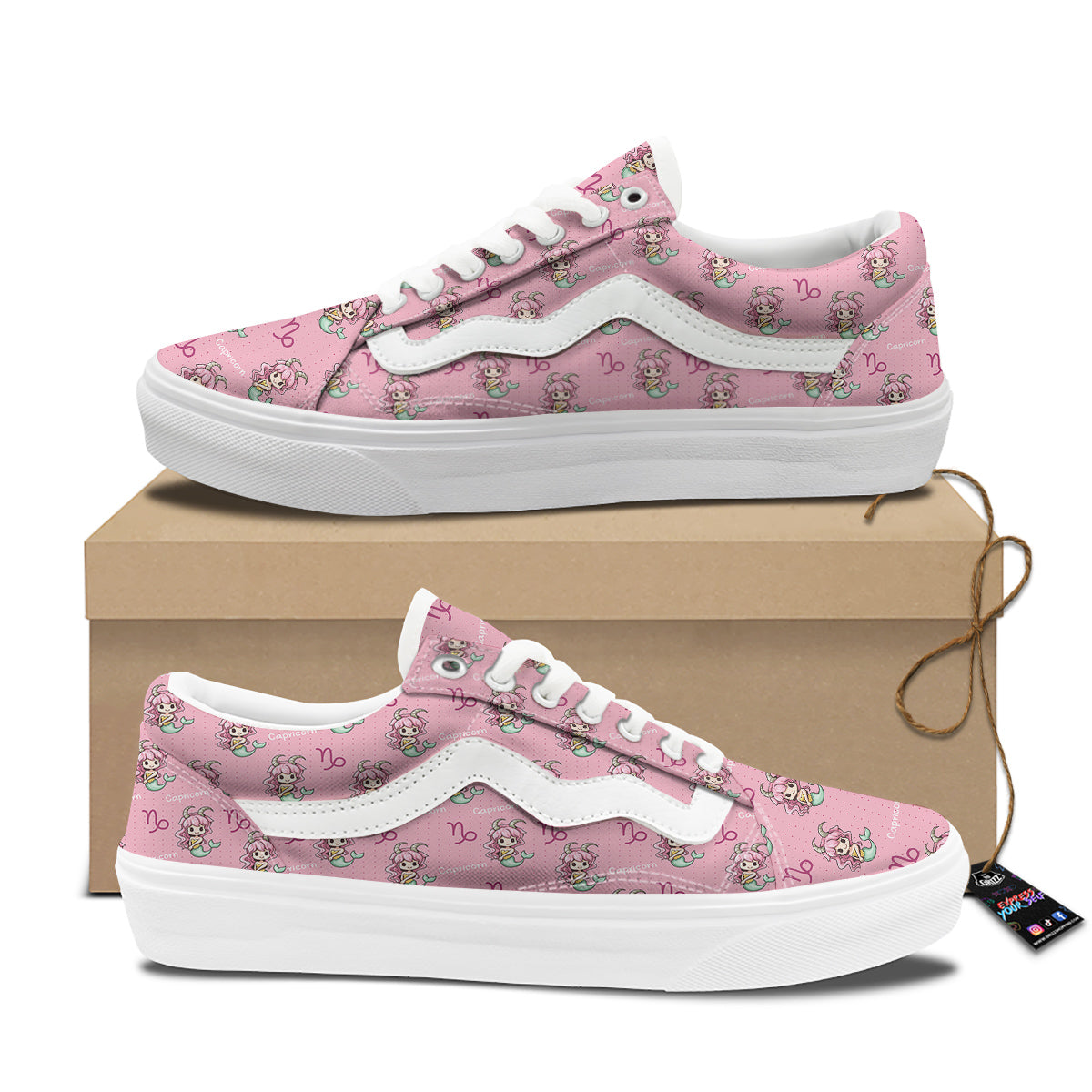Capricorn Cute Cartoon Print Pattern Skate Shoes-grizzshop