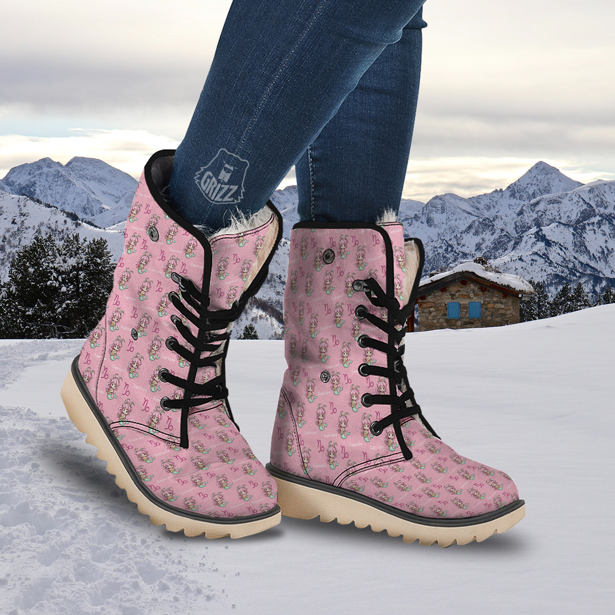 Capricorn Cute Cartoon Print Pattern Snow Boots-grizzshop