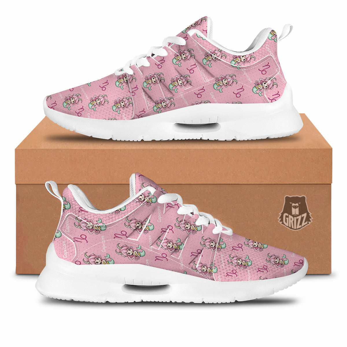 Capricorn Cute Cartoon Print Pattern Tennis Shoes-grizzshop