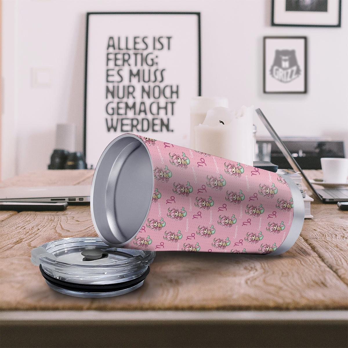Capricorn Cute Cartoon Print Pattern Tumbler-grizzshop