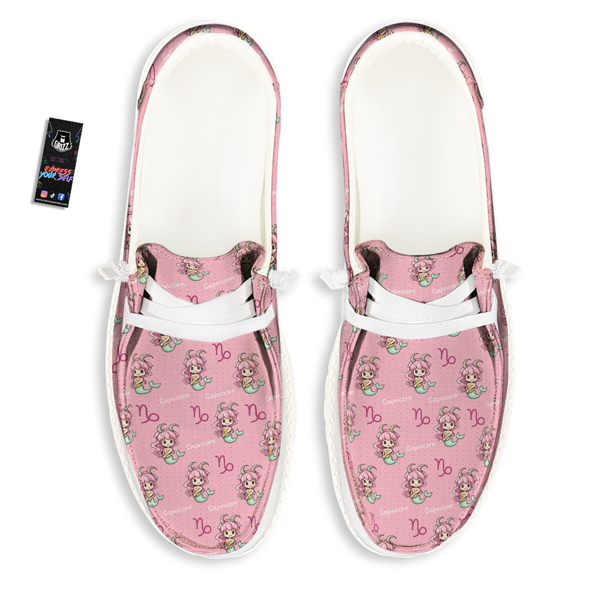 Capricorn Cute Cartoon Print Pattern White Loafers-grizzshop