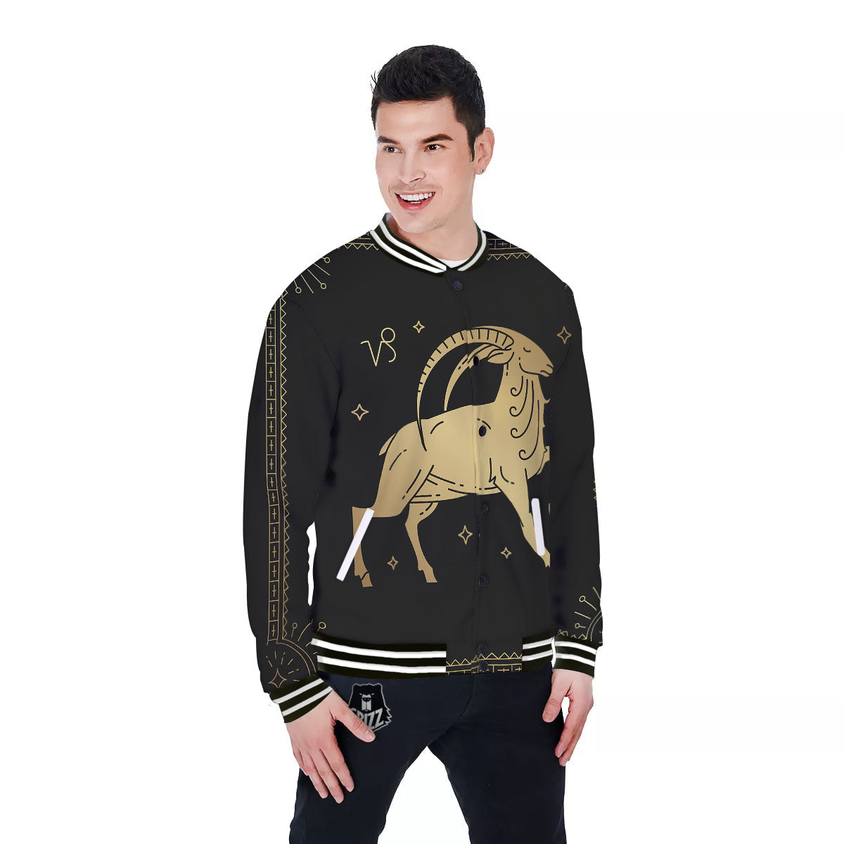 Capricorn Sign Astrological Print Baseball Jacket-grizzshop