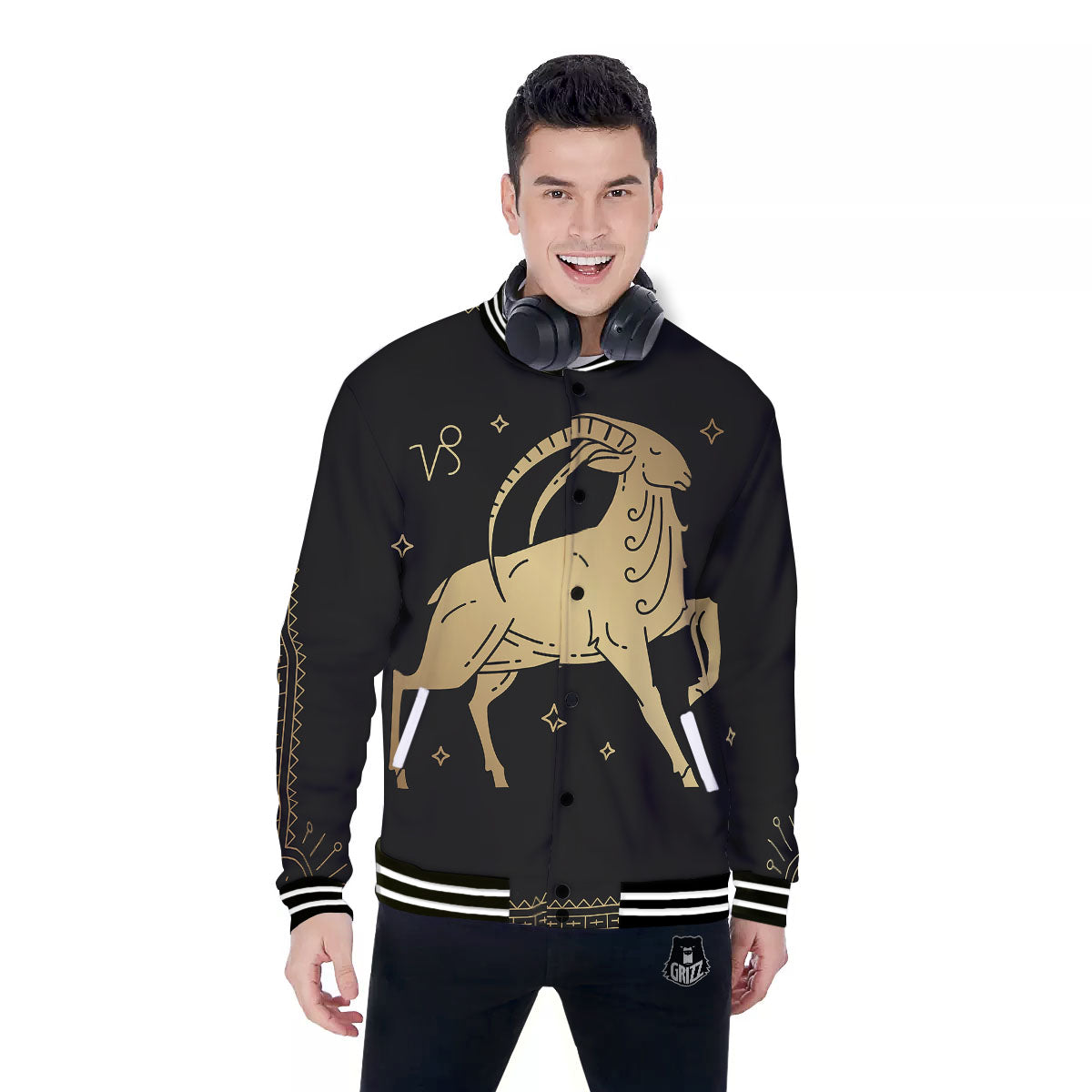 Capricorn Sign Astrological Print Baseball Jacket-grizzshop