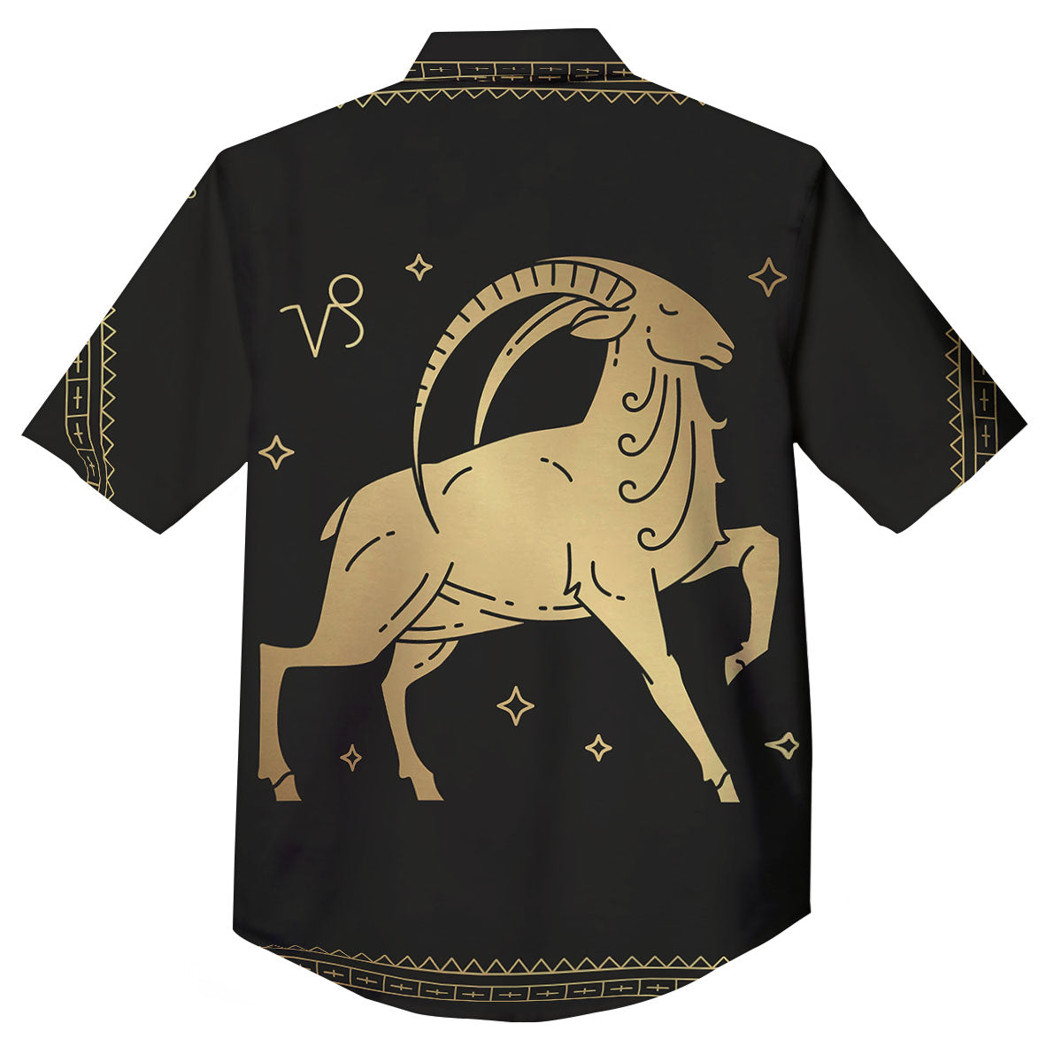 Capricorn Sign Astrological Print Button Up Shirt-grizzshop