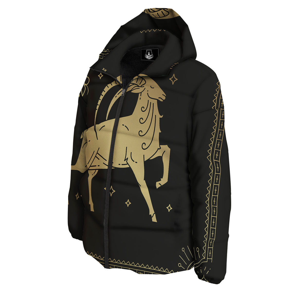 Capricorn Sign Astrological Print Down Jacket-grizzshop