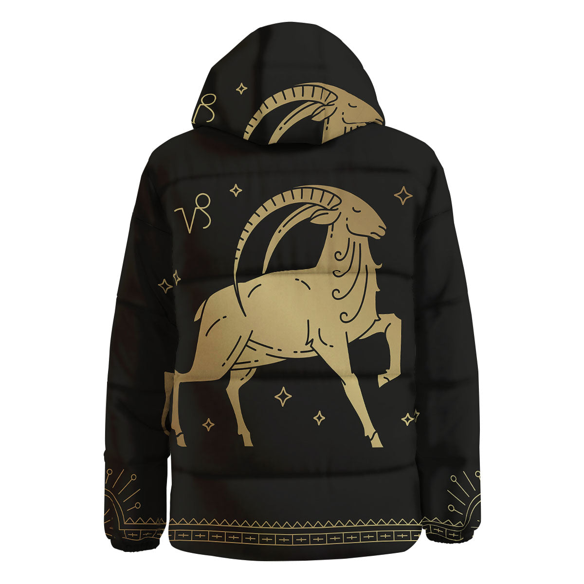 Capricorn Sign Astrological Print Down Jacket-grizzshop