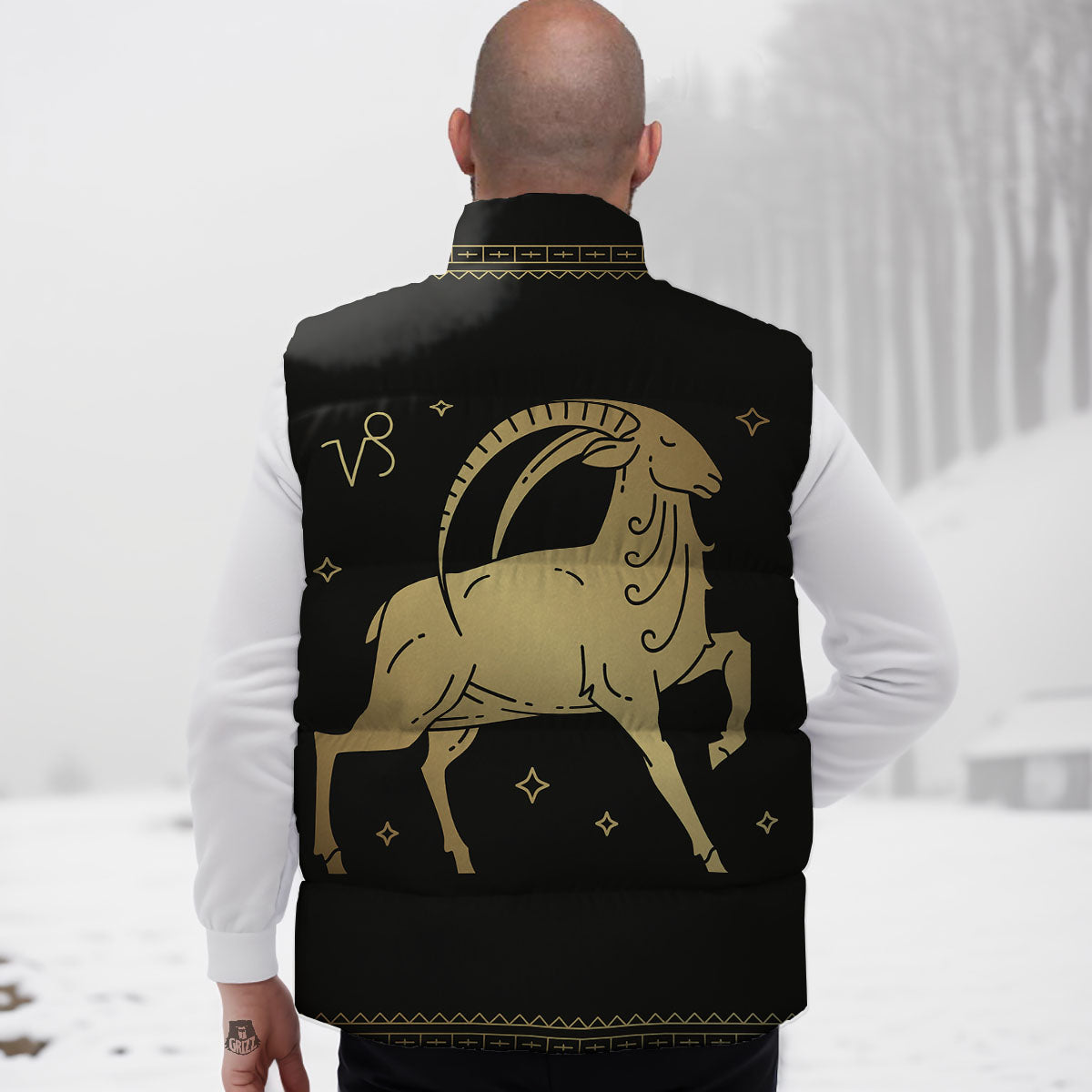 Capricorn Sign Astrological Print Down Vest