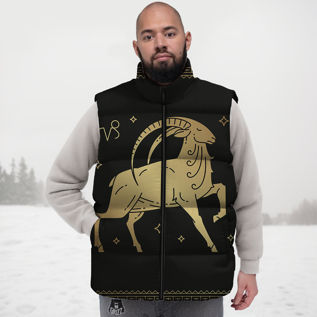 Capricorn Sign Astrological Print Down Vest
