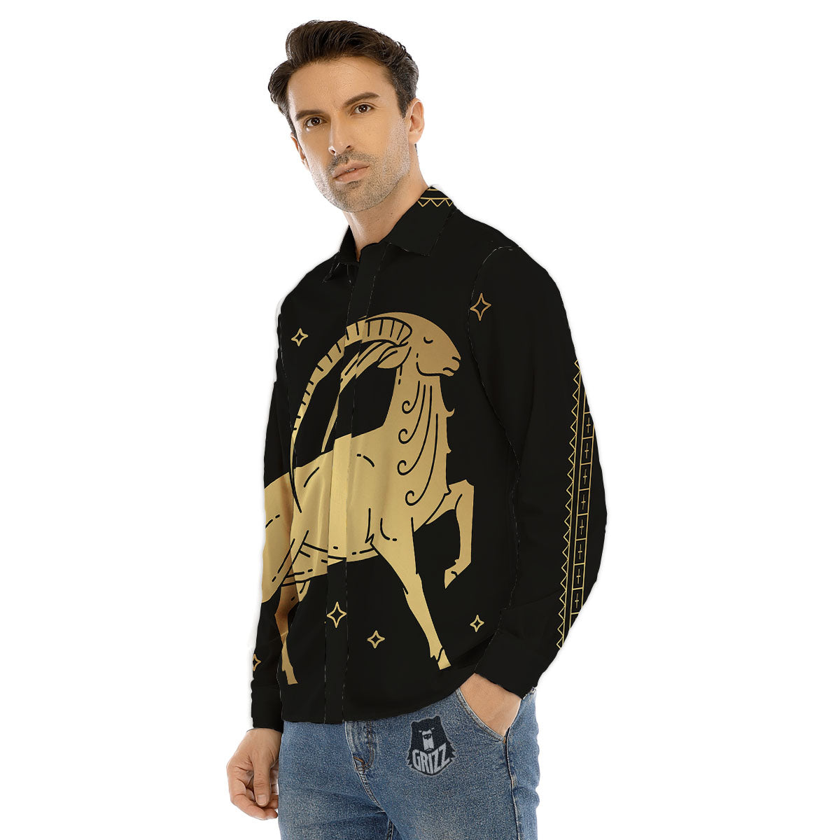 Capricorn Sign Astrological Print Men's Dress Shirts-grizzshop