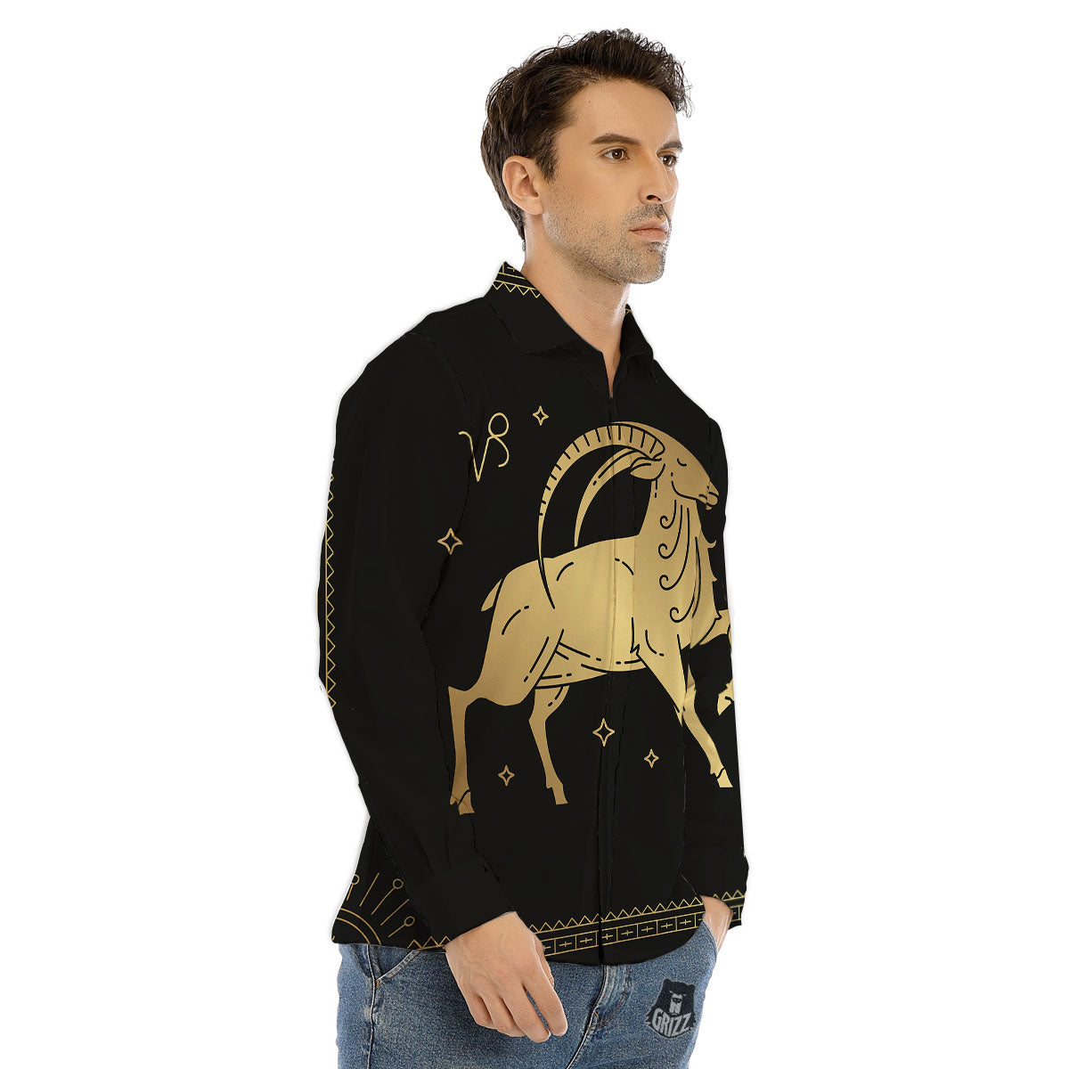 Capricorn Sign Astrological Print Men's Dress Shirts-grizzshop
