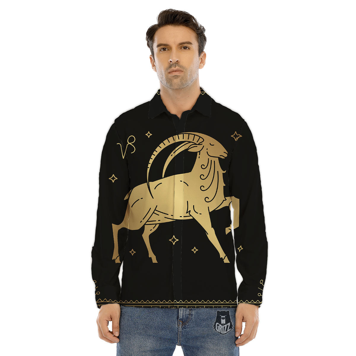 Capricorn Sign Astrological Print Men's Dress Shirts-grizzshop