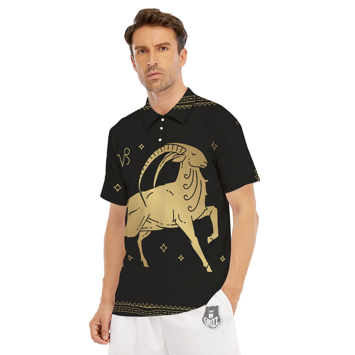 Capricorn Sign Astrological Print Men's Golf Shirts-grizzshop