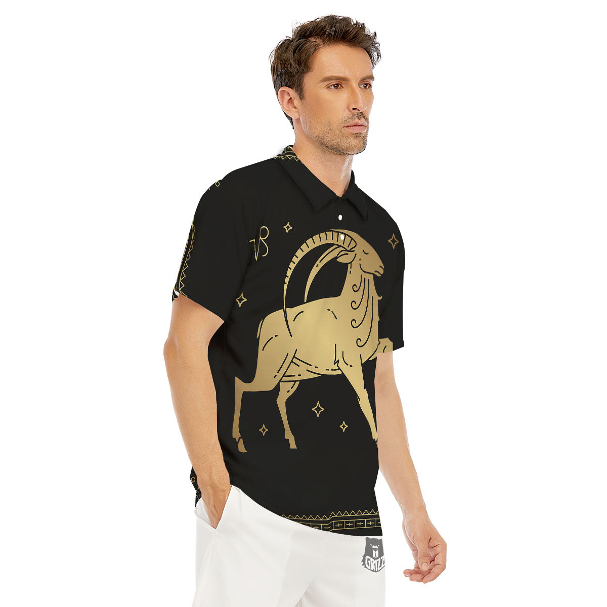 Capricorn Sign Astrological Print Men's Golf Shirts-grizzshop