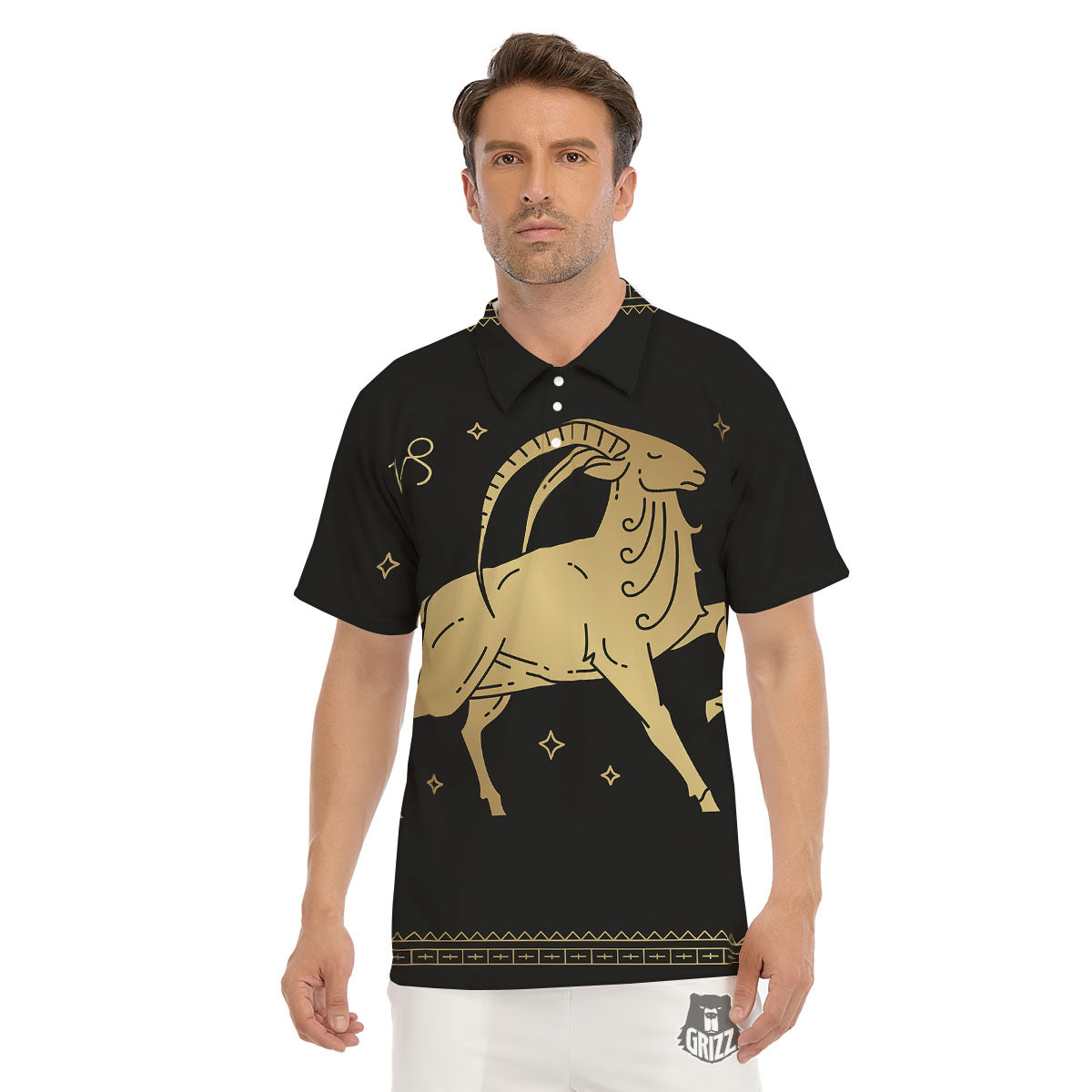 Capricorn Sign Astrological Print Men's Golf Shirts-grizzshop