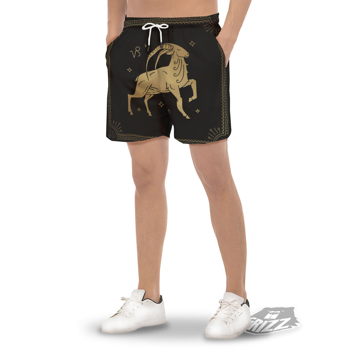 Capricorn Sign Astrological Print Men's Gym Shorts-grizzshop
