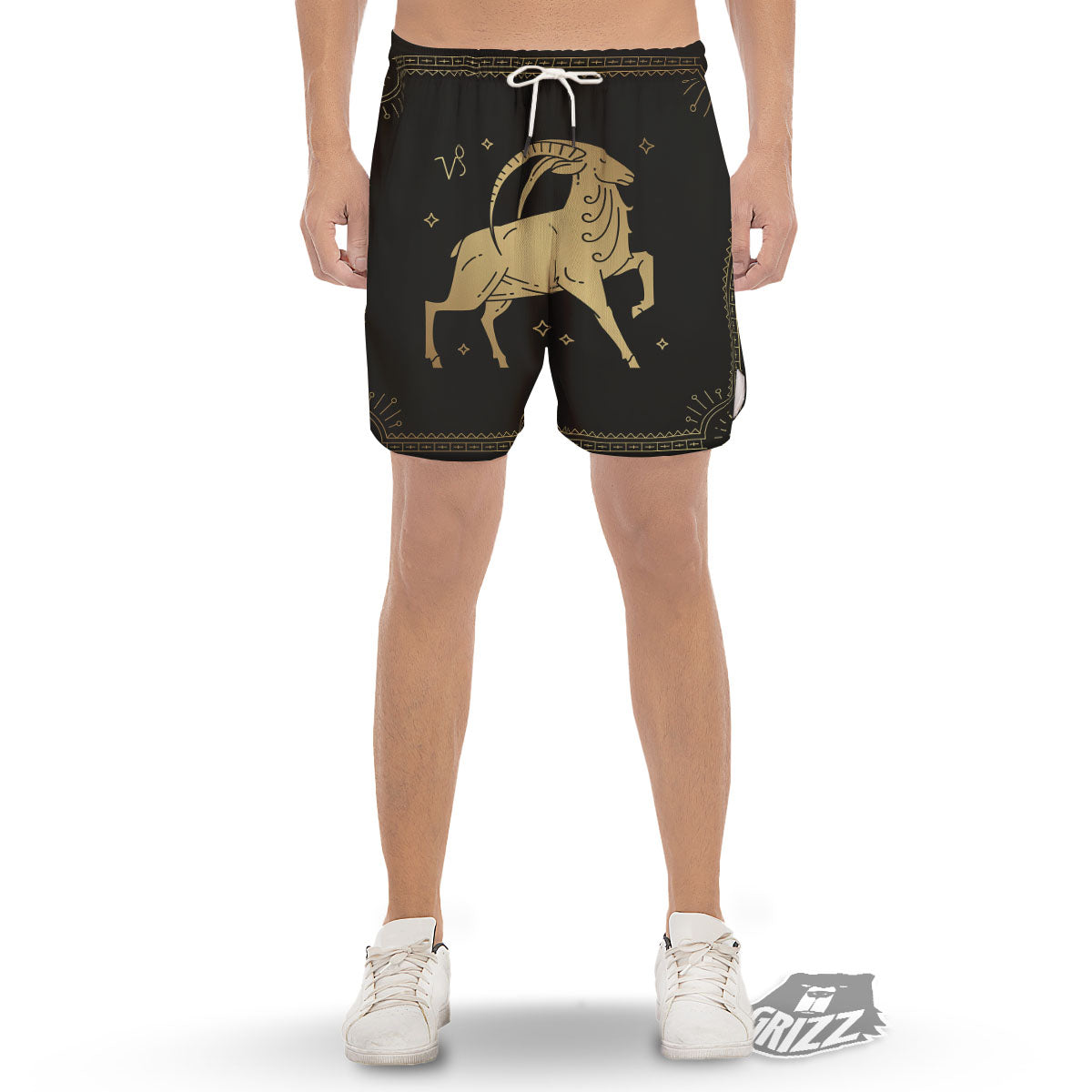 Capricorn Sign Astrological Print Men's Gym Shorts-grizzshop