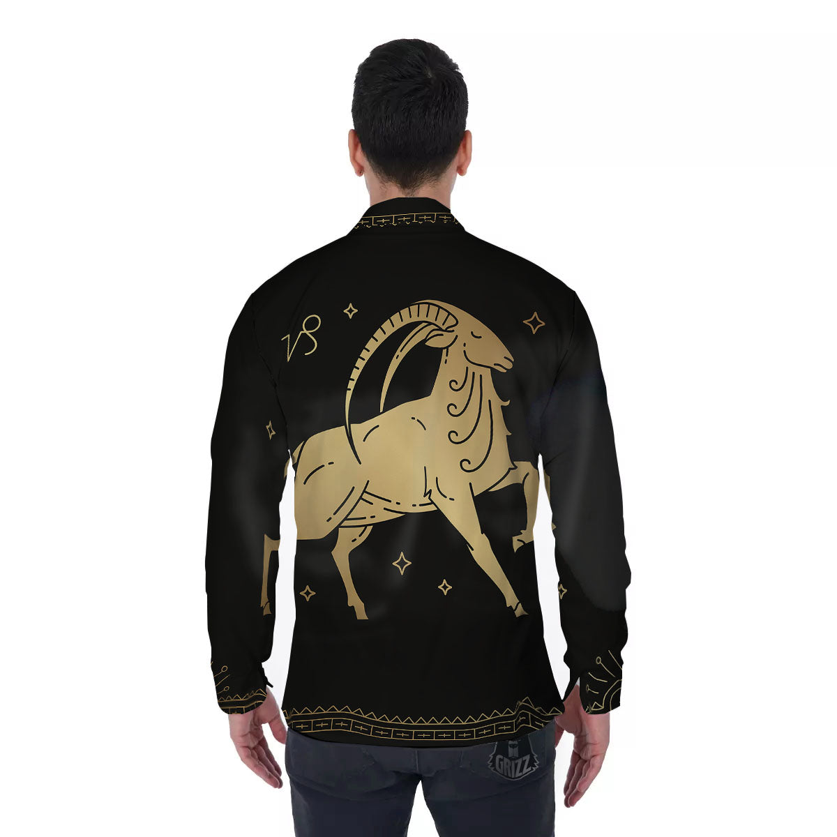 Capricorn Sign Astrological Print Men's Long Sleeve Shirts-grizzshop