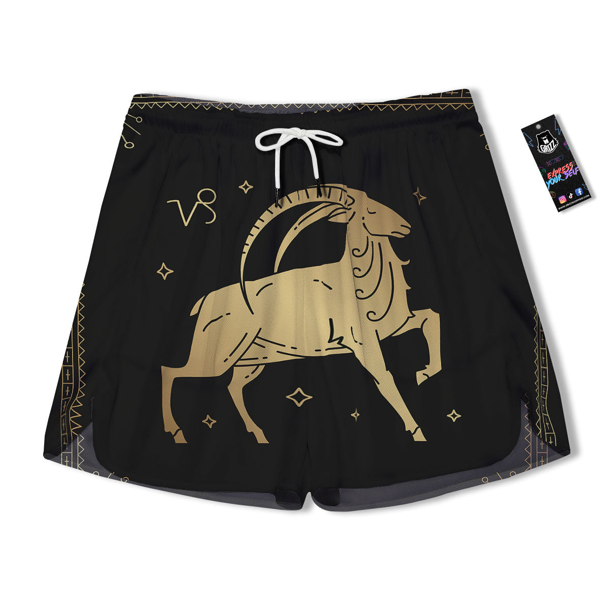 Capricorn Sign Astrological Print Men's Running Shorts-grizzshop