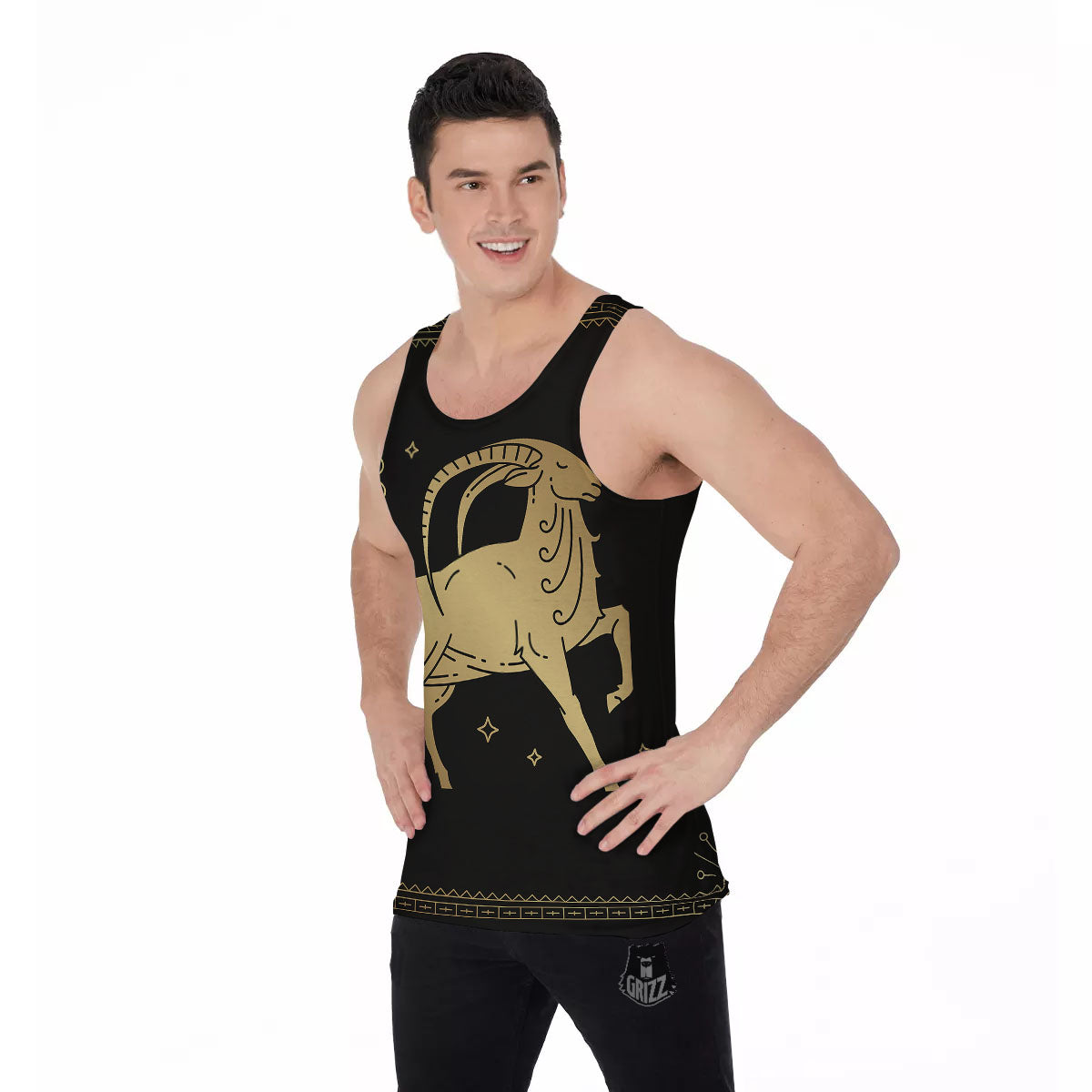 Capricorn Sign Astrological Print Men's Tank Top-grizzshop