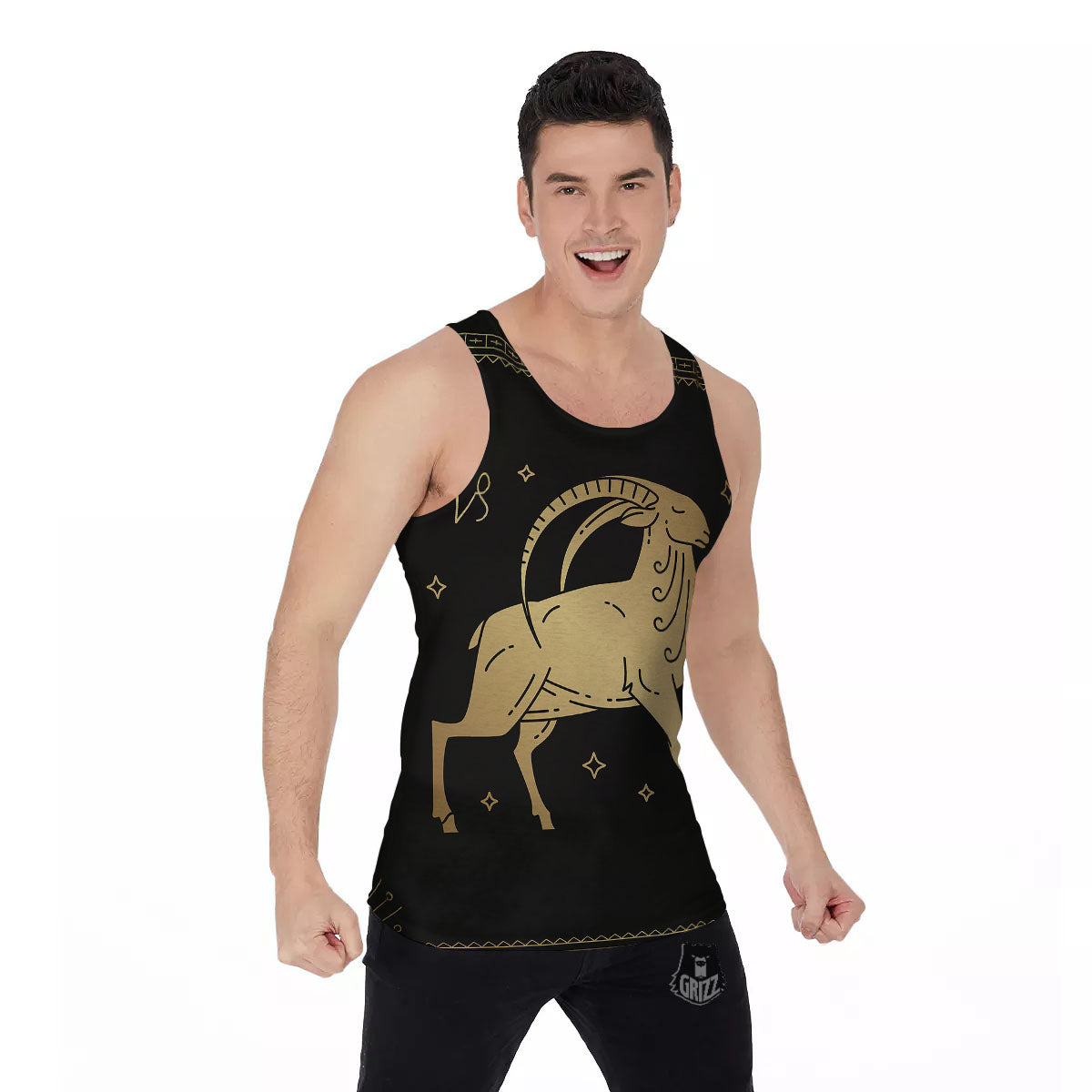 Capricorn Sign Astrological Print Men's Tank Top-grizzshop