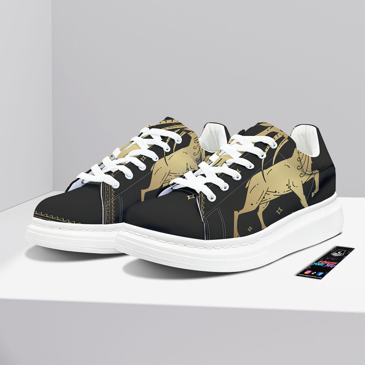 Capricorn Sign Astrological Print Platform Shoes-grizzshop