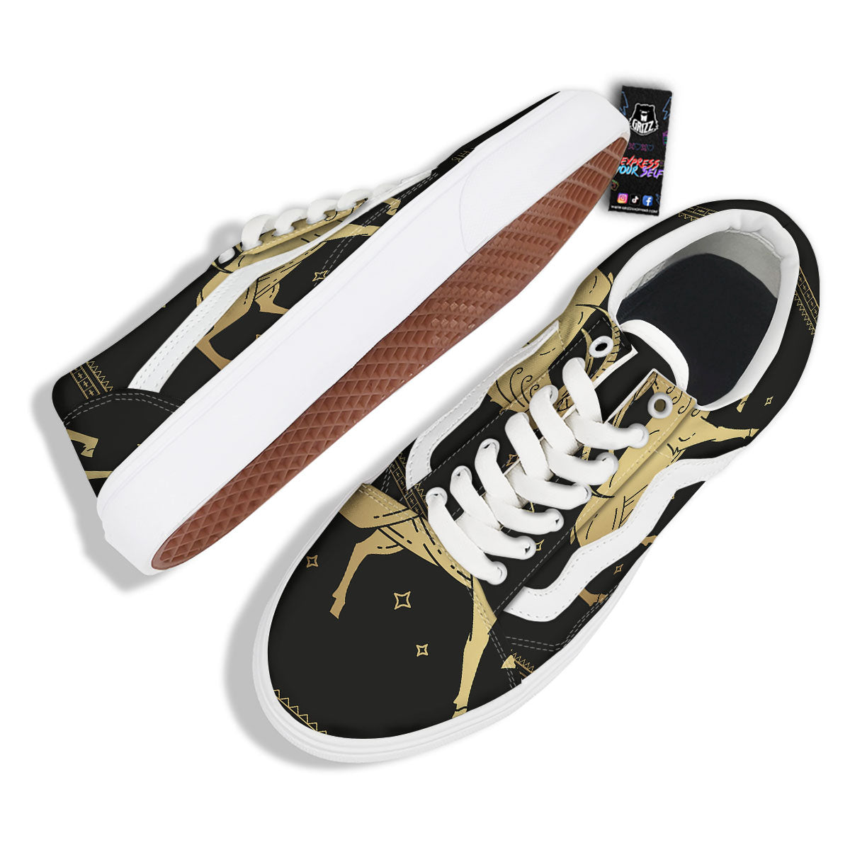 Capricorn Sign Astrological Print Skate Shoes-grizzshop