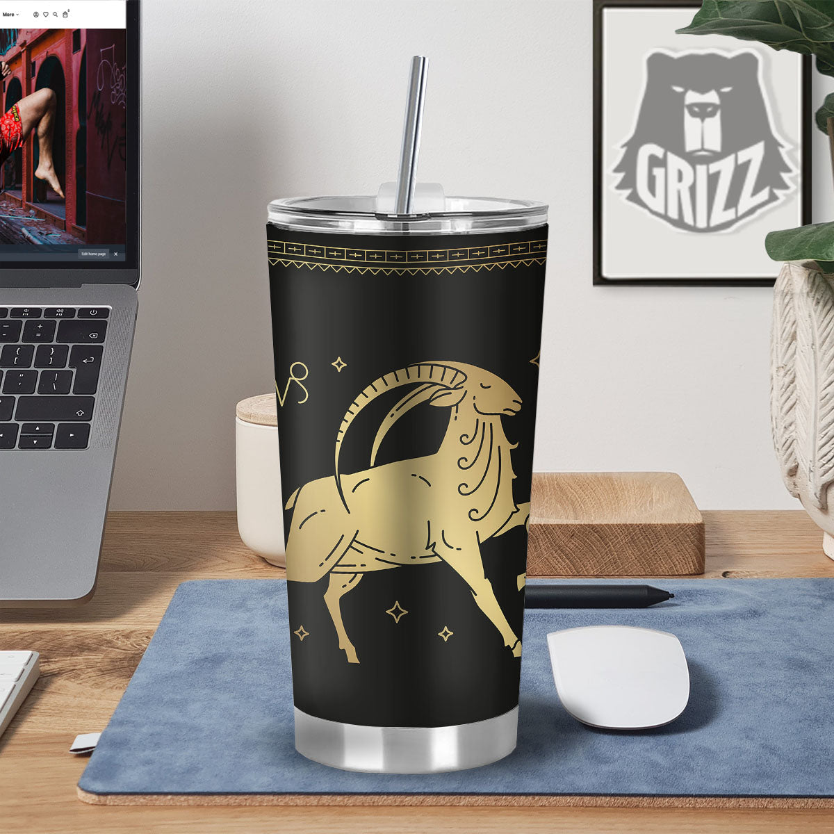 Capricorn Sign Astrological Print Tumbler-grizzshop