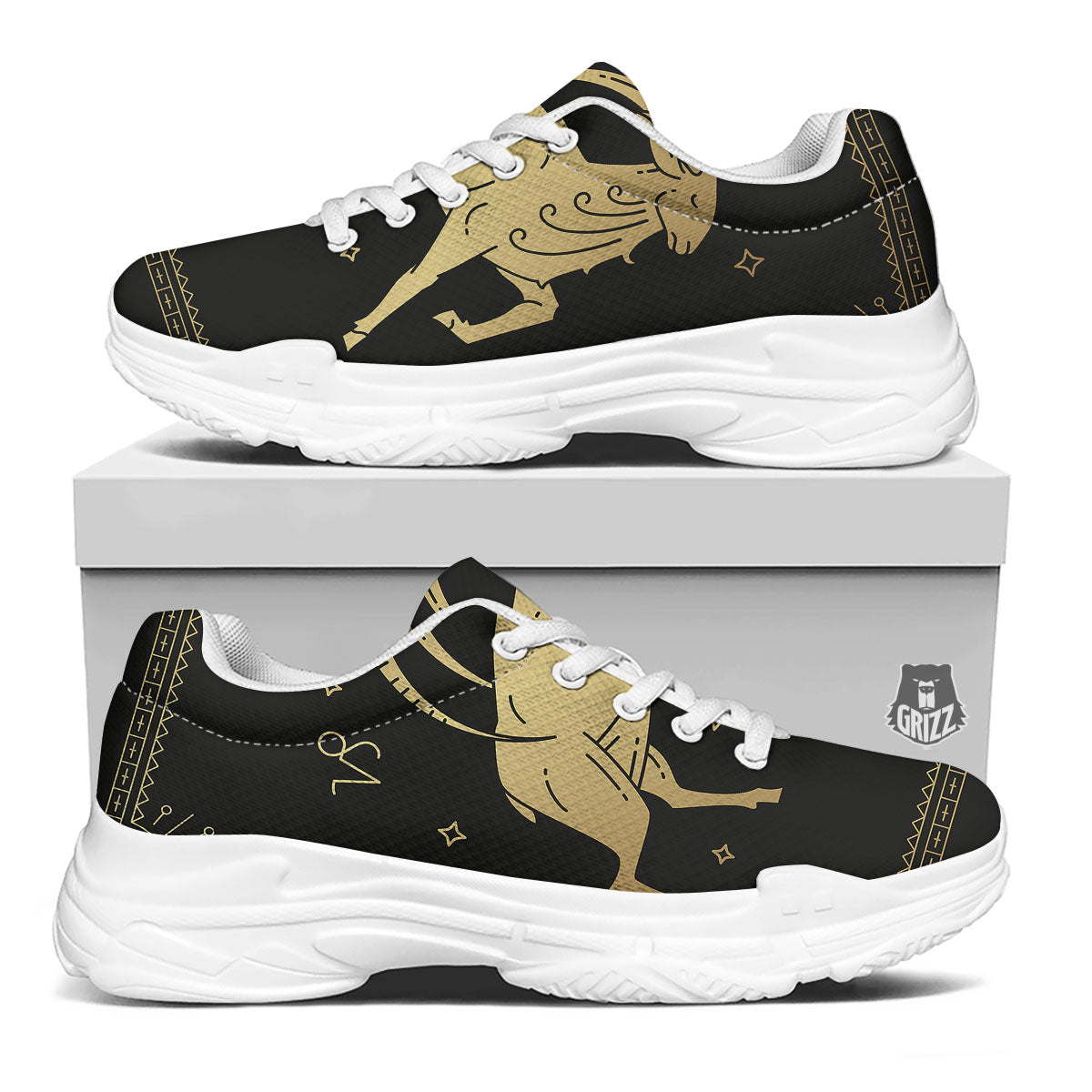 Capricorn Sign Astrological Print White Chunky Shoes-grizzshop