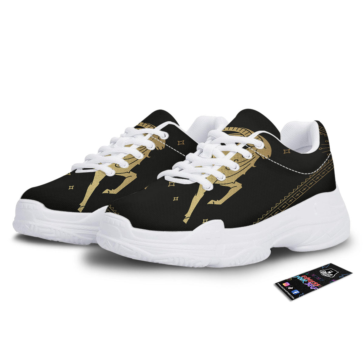 Capricorn Sign Astrological Print White Chunky Shoes-grizzshop