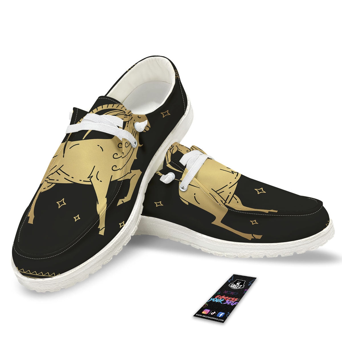 Capricorn Sign Astrological Print White Loafers-grizzshop