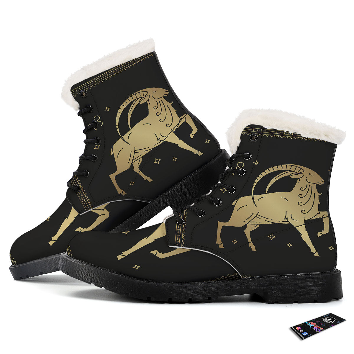 Capricorn Sign Astrological Print Winter Boots-grizzshop