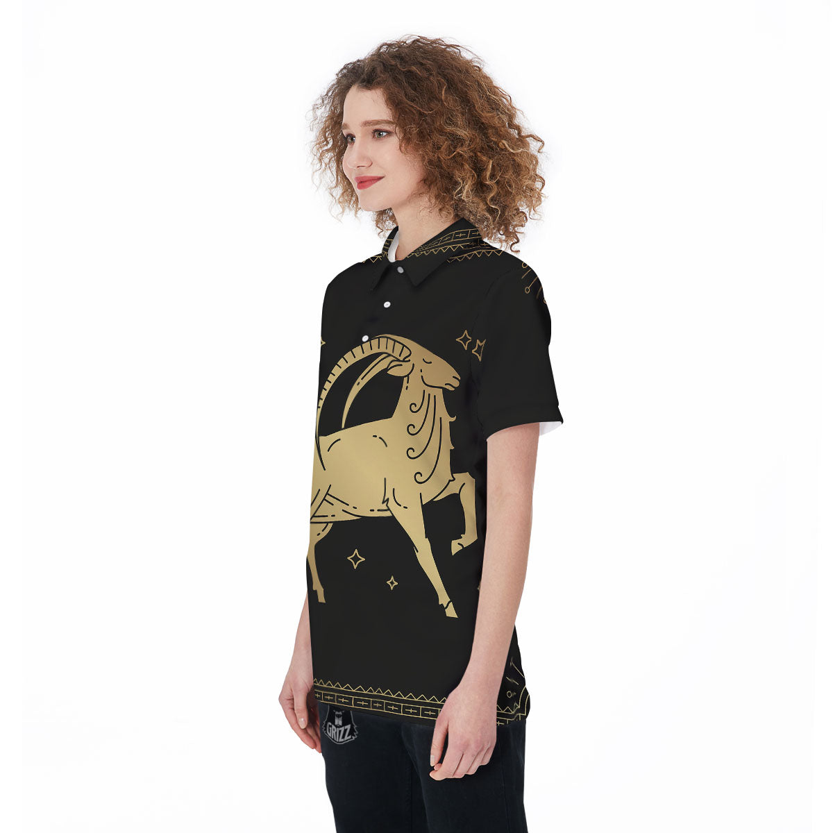 Capricorn Sign Astrological Print Women's Golf Shirts-grizzshop