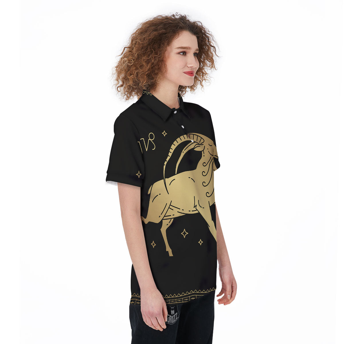 Capricorn Sign Astrological Print Women's Golf Shirts-grizzshop