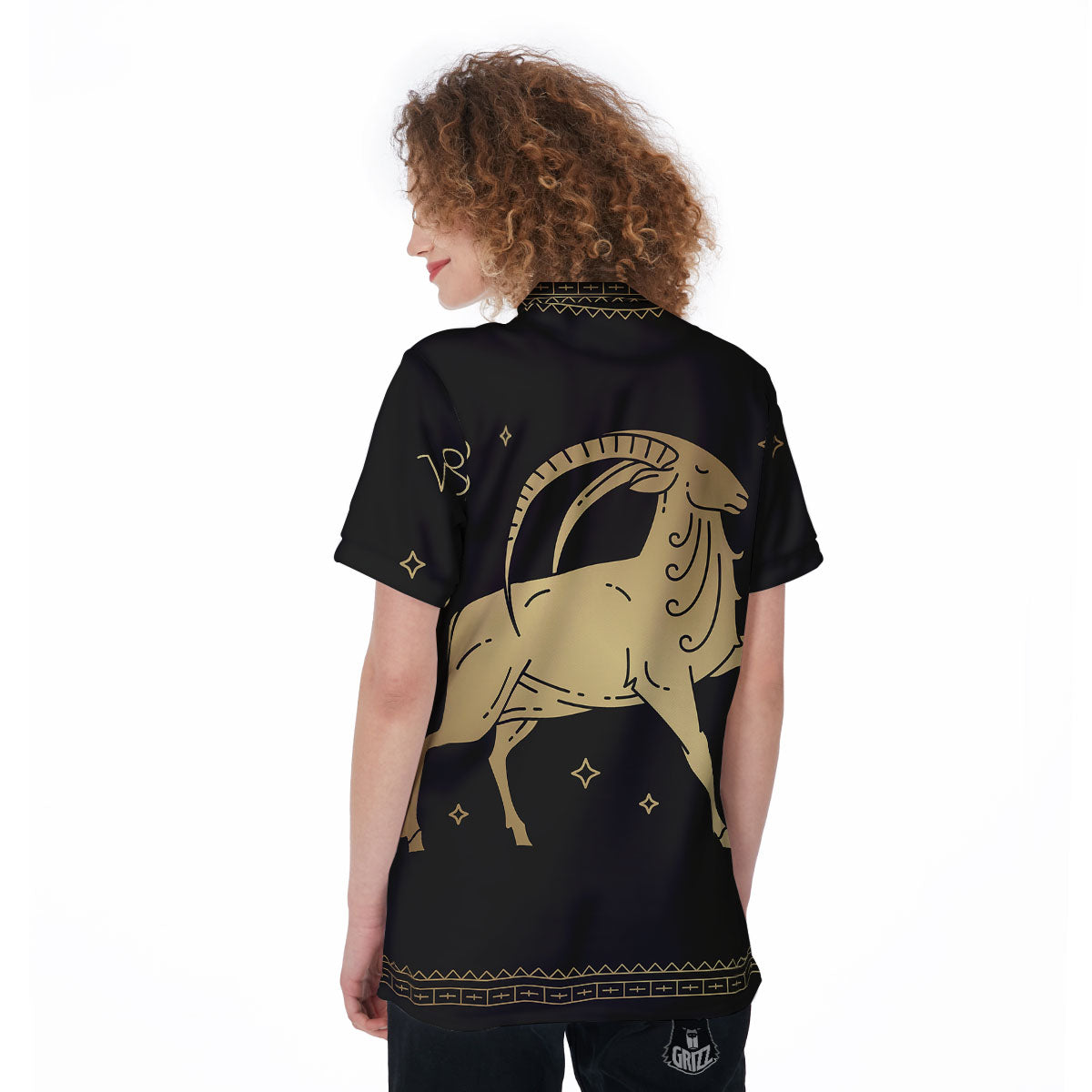 Capricorn Sign Astrological Print Women's Golf Shirts-grizzshop