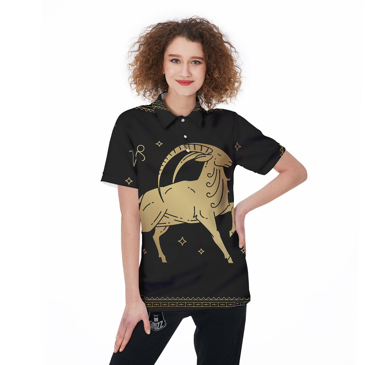 Capricorn Sign Astrological Print Women's Golf Shirts-grizzshop