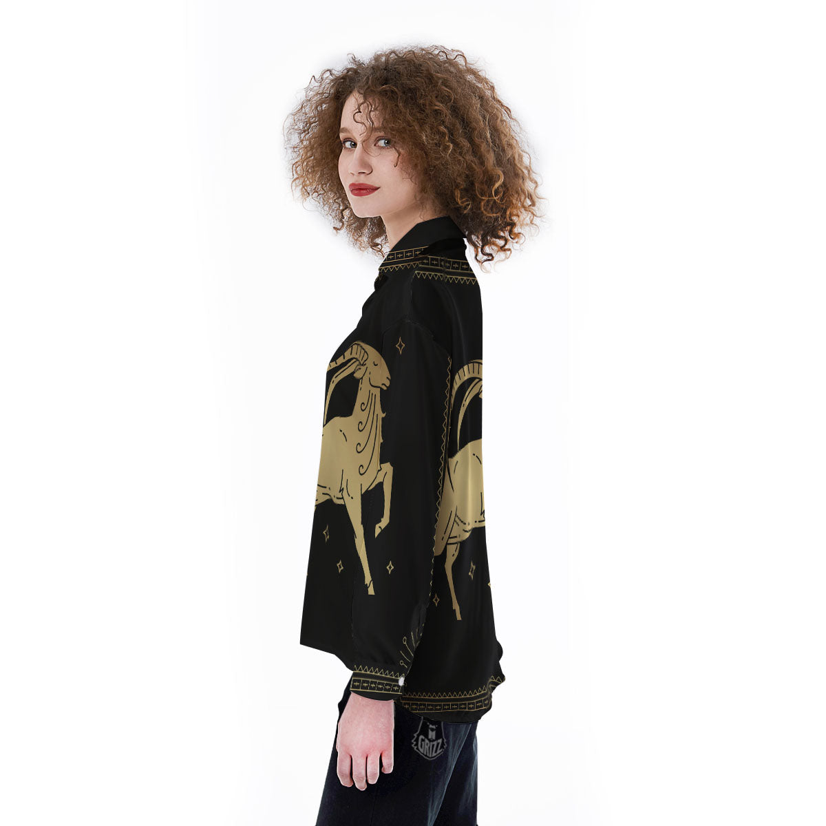 Capricorn Sign Astrological Print Women's Long Sleeve Shirts-grizzshop