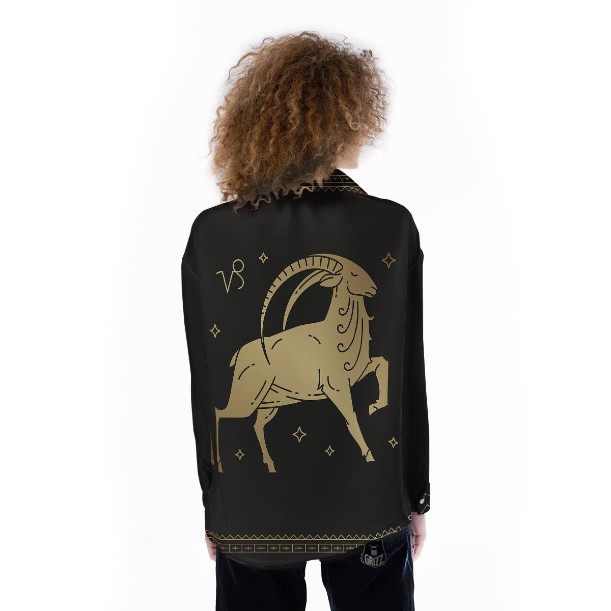 Capricorn Sign Astrological Print Women's Long Sleeve Shirts-grizzshop