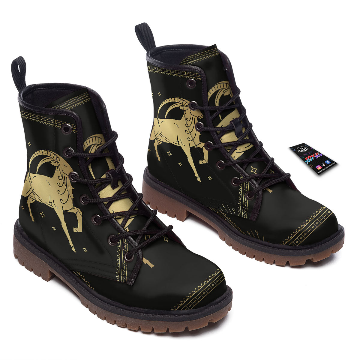 Capricorn Sign Astrological Print Work Boots-grizzshop
