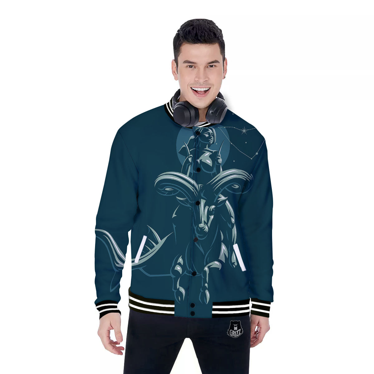 Capricorn Sign Astrology Print Baseball Jacket-grizzshop