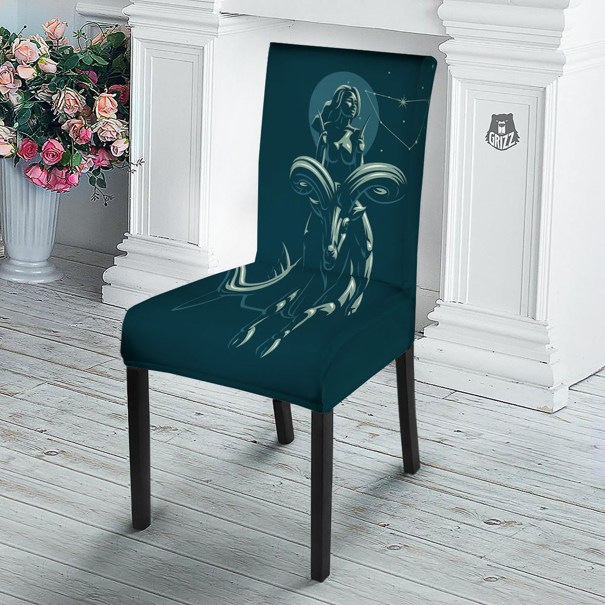 Capricorn Sign Astrology Print Dining Chair Slipcover-grizzshop