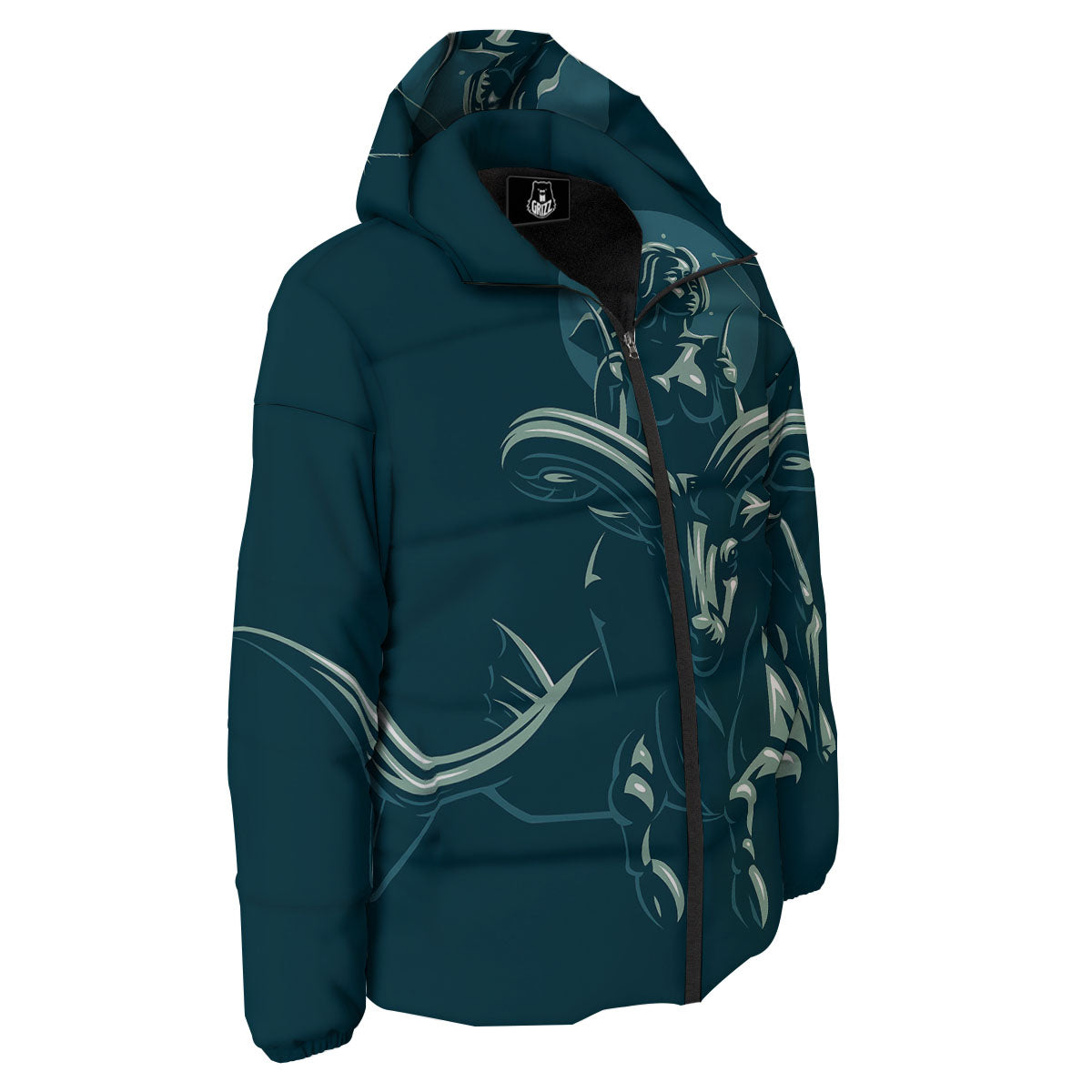 Capricorn Sign Astrology Print Down Jacket-grizzshop